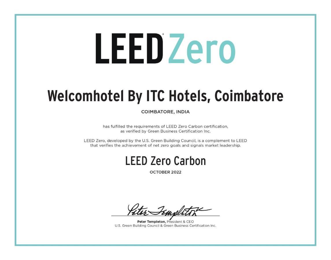 Welcomhotel By Itc Hotels, Racecourse, Κοϊμπατόρε Εξωτερικό φωτογραφία LEED Zero Certificate